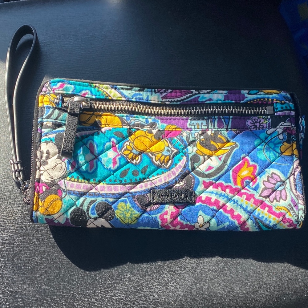 Vera Bradley Disney Parks Floral Patterned Fabric Wristlet Wallet